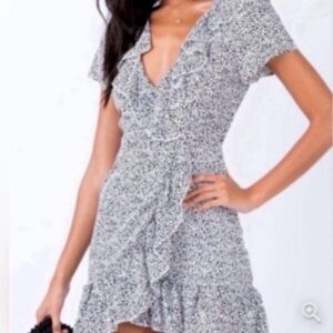 Princess Polly White/Black Rezar Mini Ruffle Dress - Romantic - Size 4 - NWT